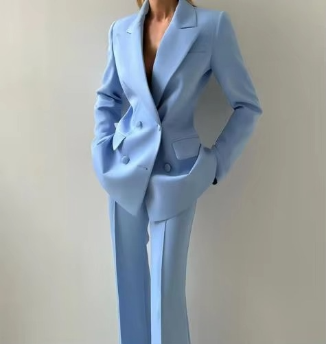 Tiffany | Kvinders Tre-delt Blazer Sæt Korset Top & Flared Bukser