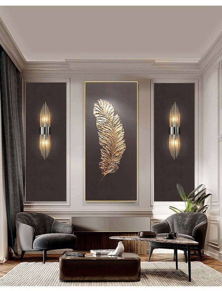 Art Deco Væglampe i Guld med Op & Ned Skærme
