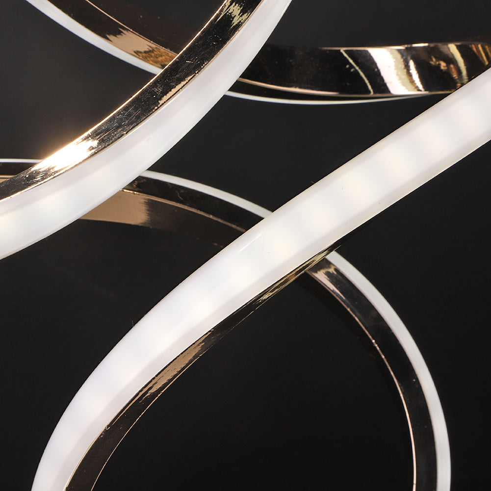 Elegant Spiral LED Bordlampe i Aluminium med Varmt Lys