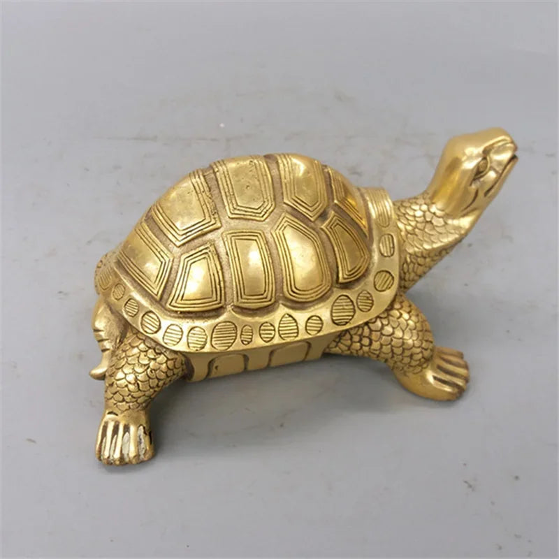 Messing Skildpadde Statue til Feng Shui - Symbol på Lang Levetid og Sundhed