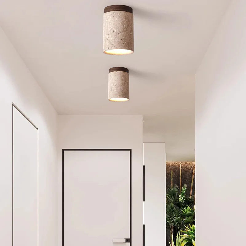 Integreret Travertin Loftlampe til Gangarealer og Trapper