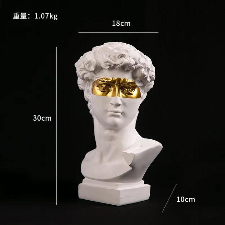 Håndlavet David Hoved Bust i Resin - Moderne Abstrakt Skulptur