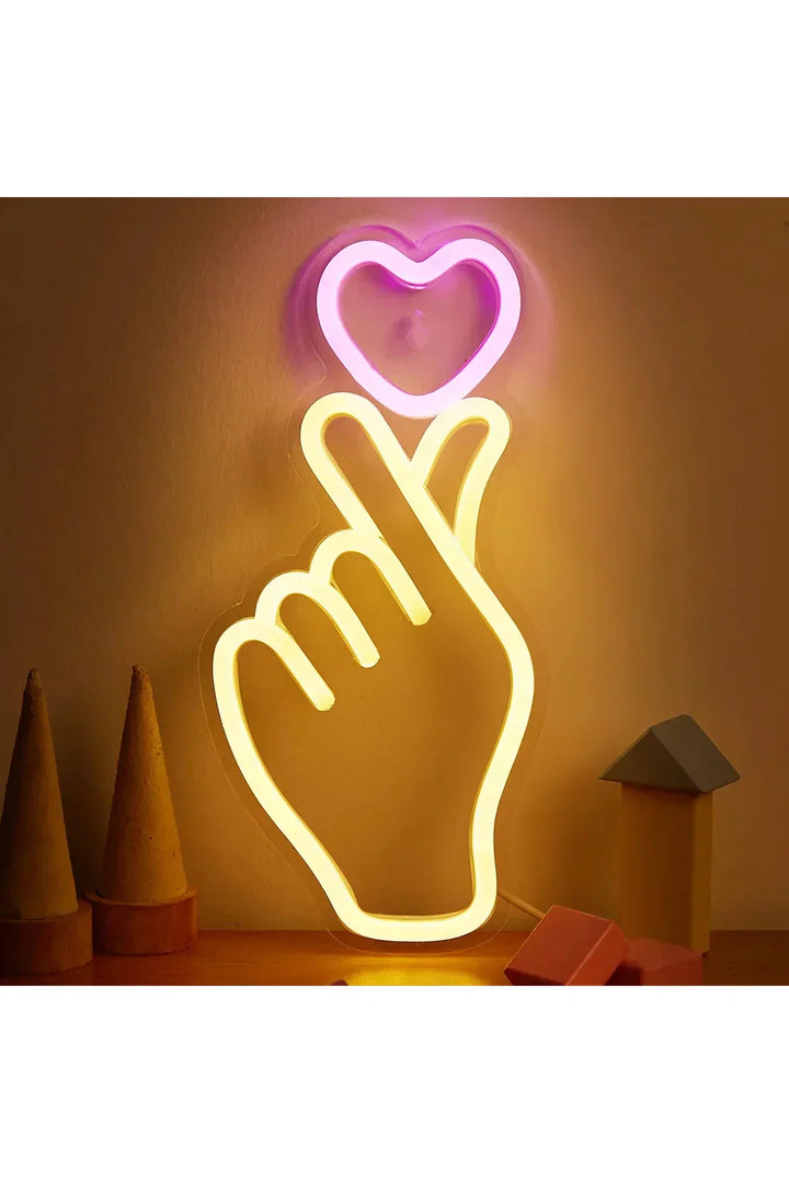 Hånd Hjerte Neon Skilt i Akryl med LED Belysning