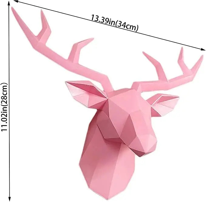 3D Geometrisk Hjortehoved Vægskulptur i Miljøvenlig Harpiks