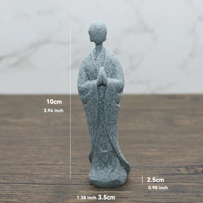 Lille Buddha Statue i Sandsten til Meditation og Zen Have