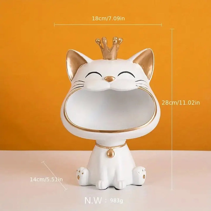 Lucky Cat Nøgleholder i Resin med Skridsikker Base