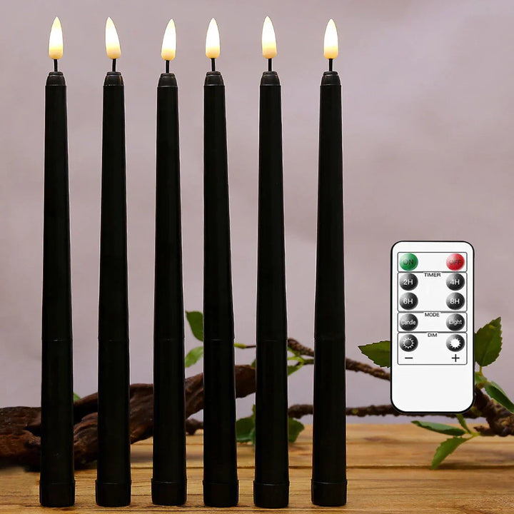 Sorte LED Lys uden Flamme med Fjernbetjening