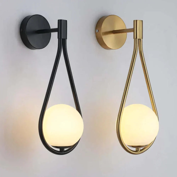 Moderne Glas Orb Væglampe i Sort eller Guld