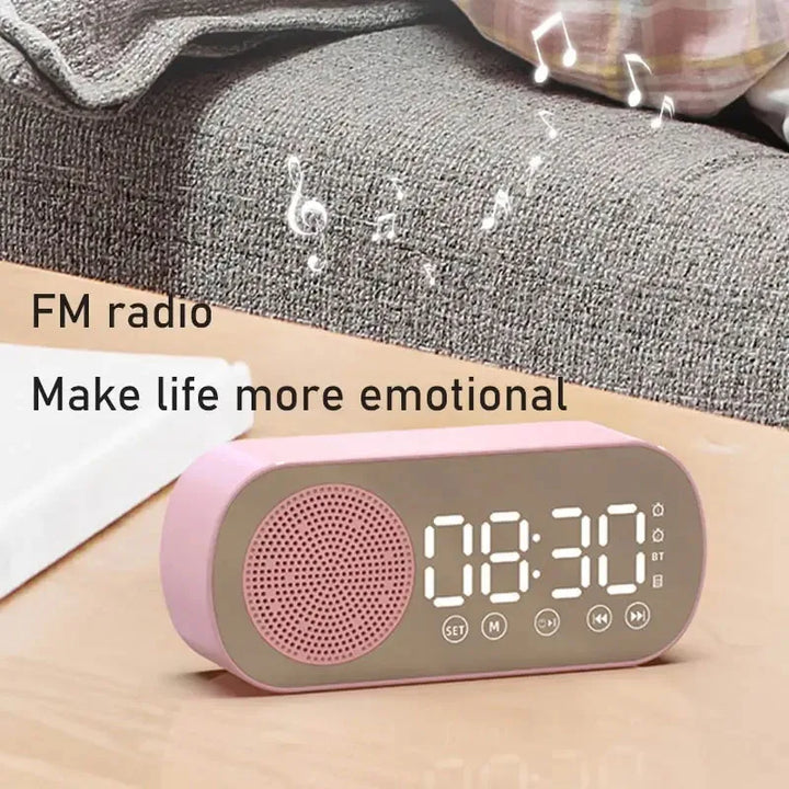 LED Spejl Vækkeur med Bluetooth Højttaler og FM Radio