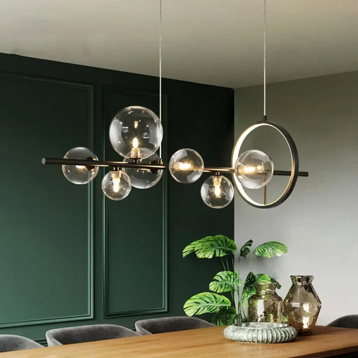 Moderne Metal Lysekrone med Klare Glasbobler og G9 LED Pærer