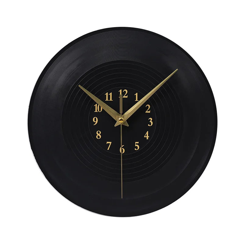 Vintage Vinyl Plade Vægur i Plast med Stille Drift