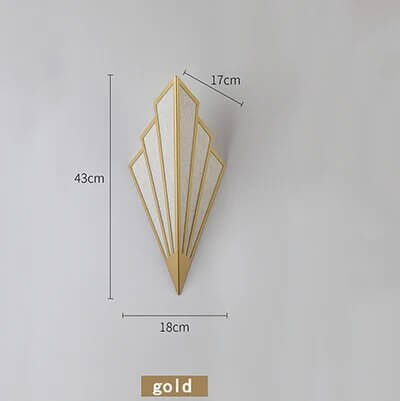 Art Deco Vifteformet Væglampe i Sort og Guld