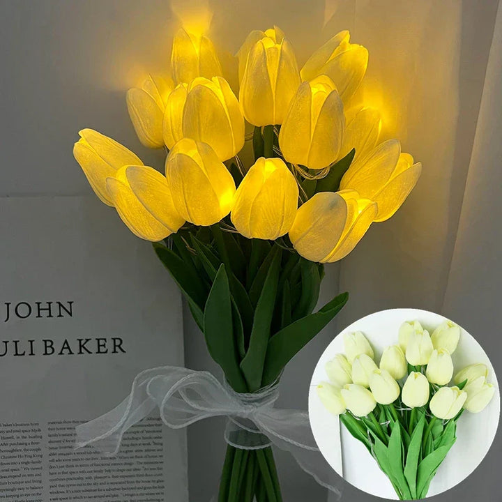 LED Faux Tulipan Bouquet Lampe til Bryllup og Hjemmedekoration