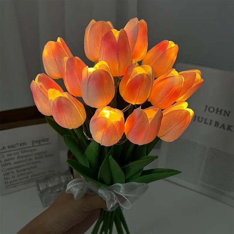 LED Faux Tulipan Bouquet Lampe til Bryllup og Hjemmedekoration