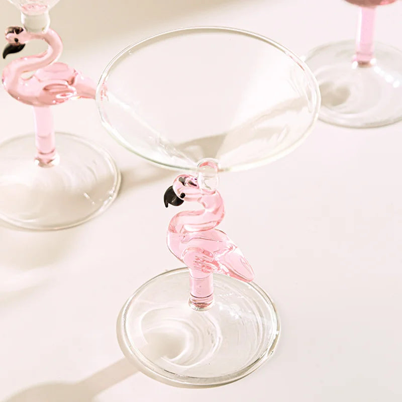 Flamingo Håndtag Glasværk Sæt til Cocktails og Vin