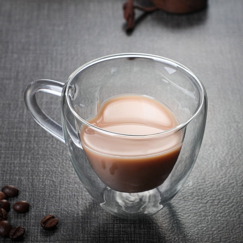 Hjerteformet Dobbeltvægget Isoleret Glas Kaffe Kop