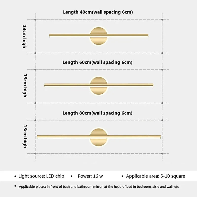 Elegant Minimalistisk LED Væglampe til Badeværelse og Soveværelse