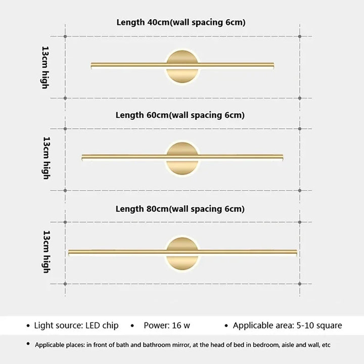 Elegant Minimalistisk LED Væglampe til Badeværelse og Soveværelse
