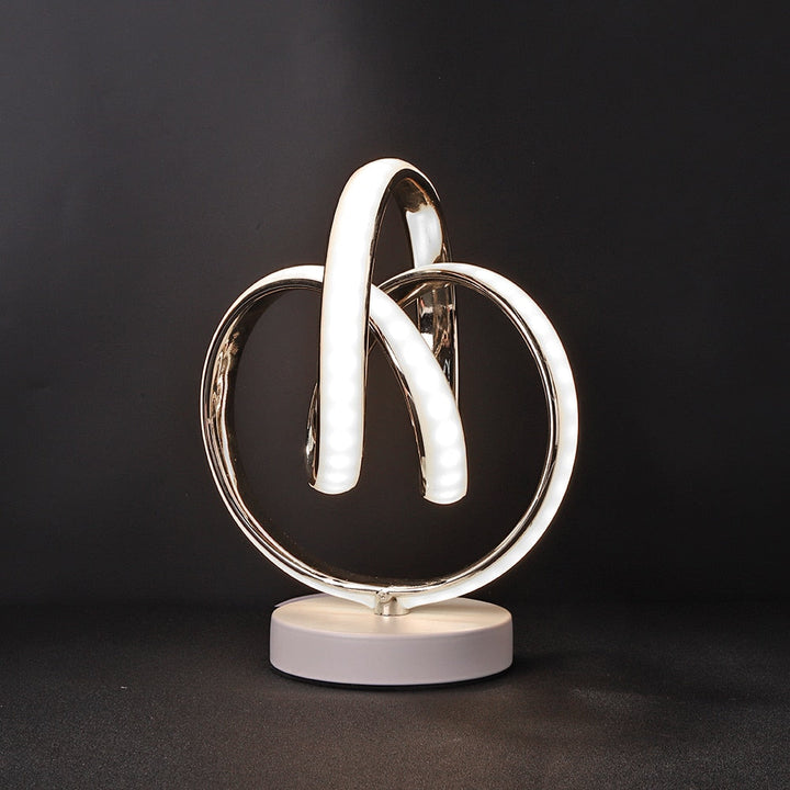 Elegant Spiral LED Bordlampe i Aluminium med Varmt Lys