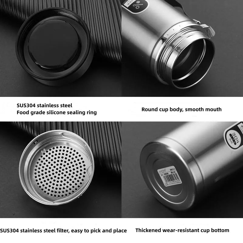 Rustfrit Stål Termoflaske med LED Temperaturdisplay, 500-1000 ml