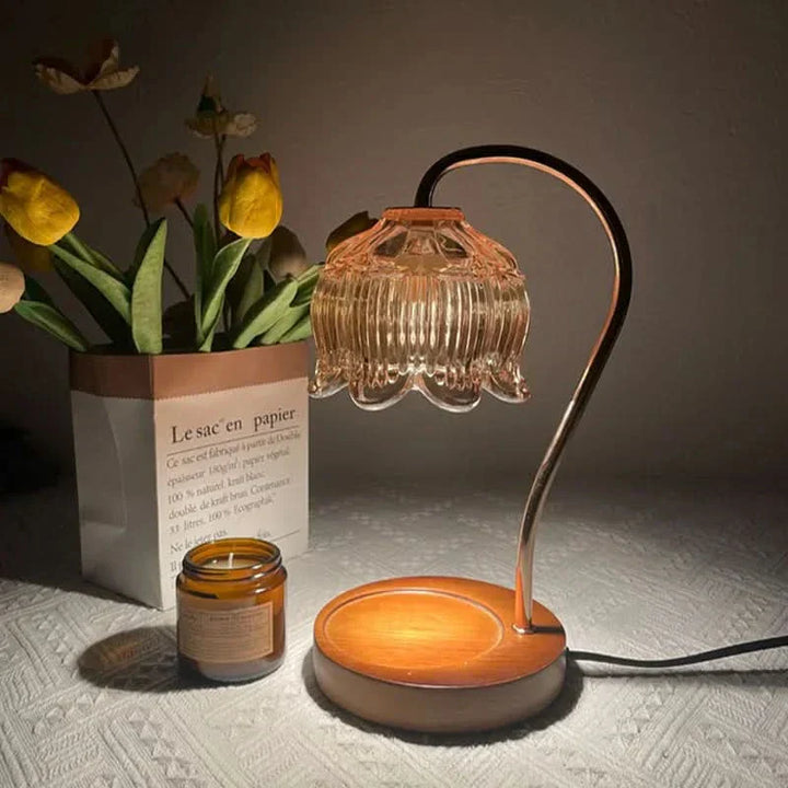 Moderne Metal- og Glasbordlampe med Varm LED-lys