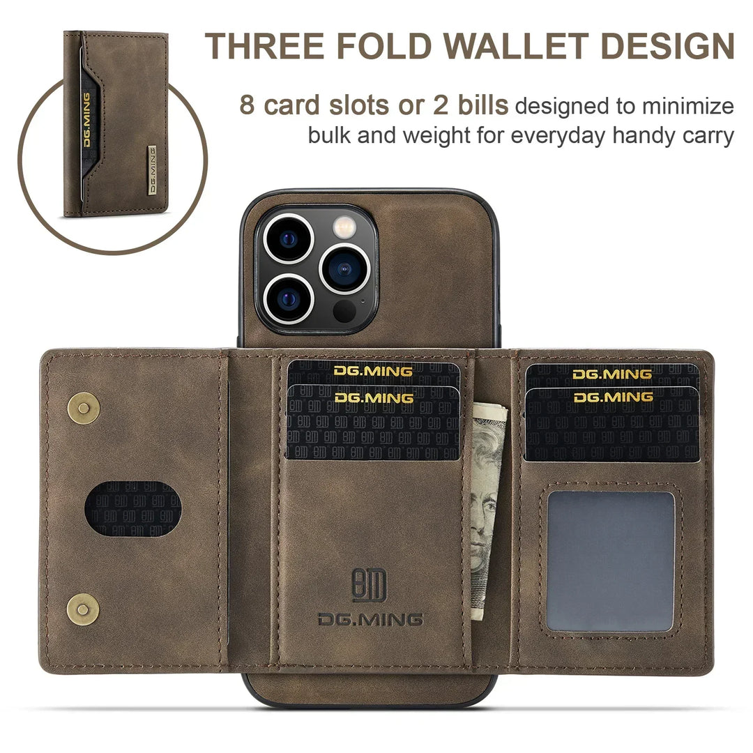 Magnetisk 2-i-1 iPhone Cover med Aftagelig Læderpung