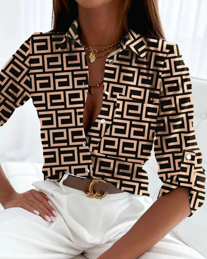 Freya™ | Elegant Bluse med Kunstnerisk Print