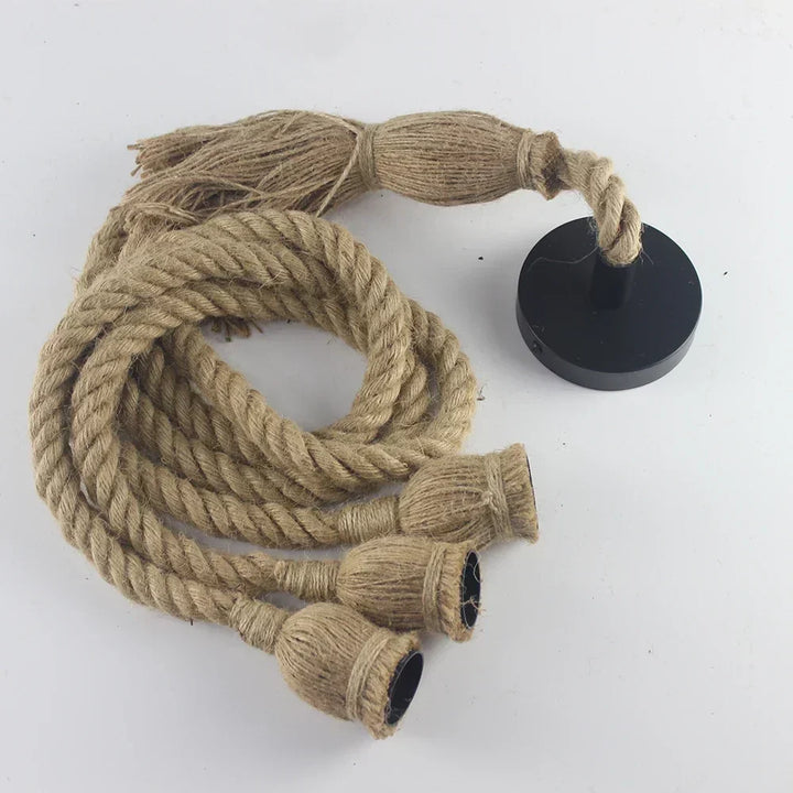 Vintage Pendellampe i Hamp Reb med Justerbare Længder