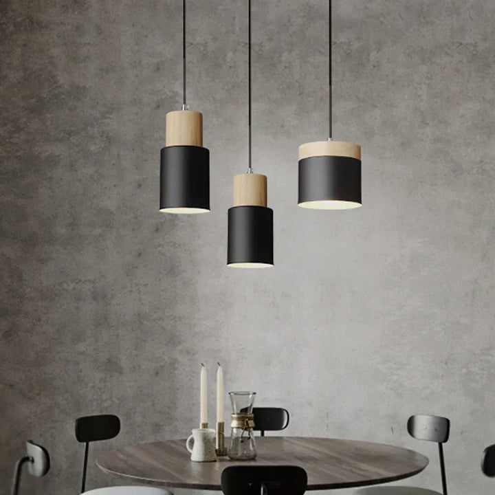 Moderne LED Pendellampe i Metal og Træ