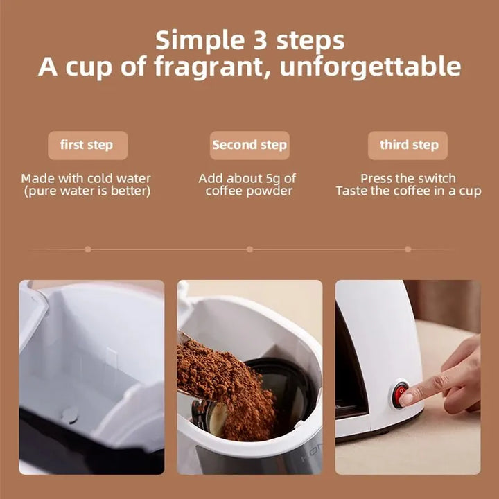 Kompakt 2-i-1 Kaffe- og Te-Maker med Hurtig Opvarmning, 300 ml