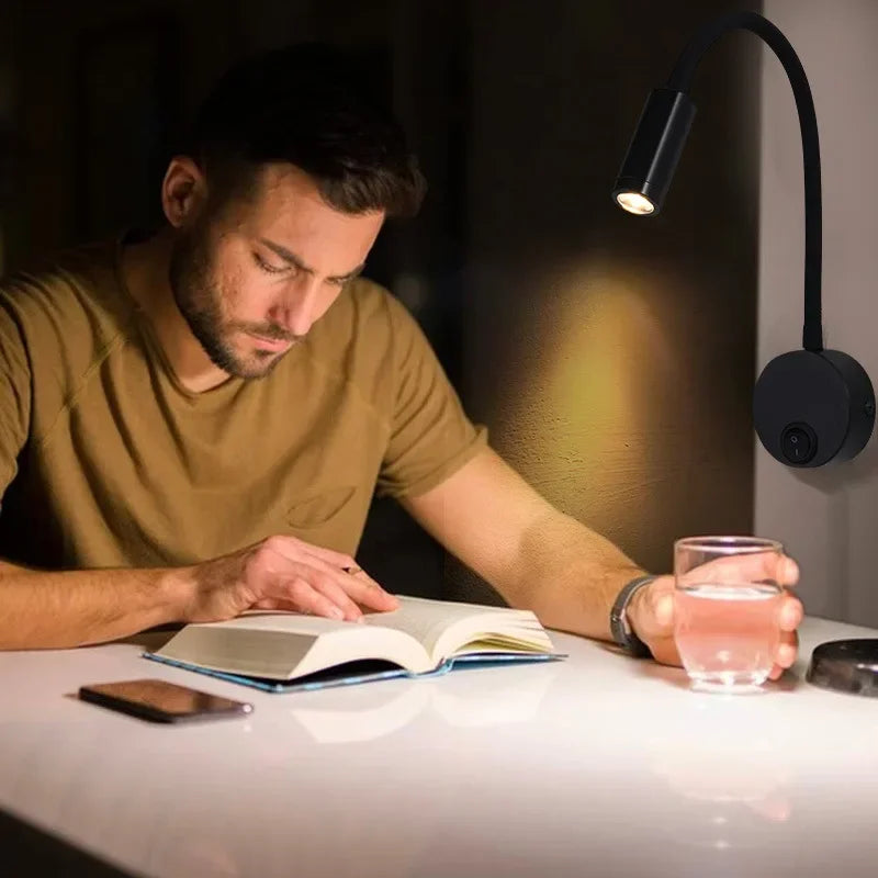 Justerbar LED Læselampe med Fleksibel Arm i Sort