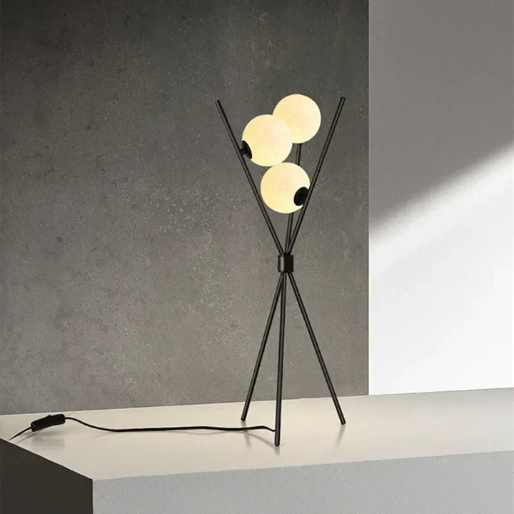 3D Måne Stående Lampe med Tripod og Varm LED Lys