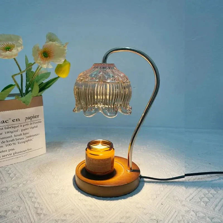 Moderne Metal- og Glasbordlampe med Varm LED-lys
