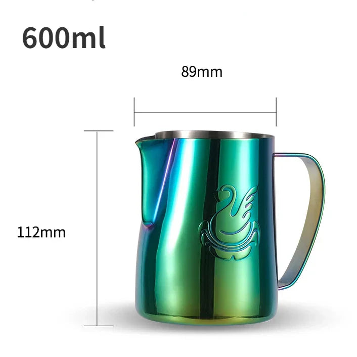 Rustfrit Stål Mælkeskummer 600ml til Espresso og Latte Art