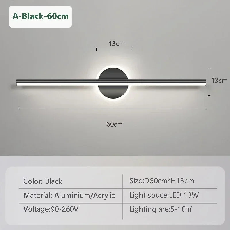 Elegant Minimalistisk LED Væglampe til Badeværelse og Soveværelse