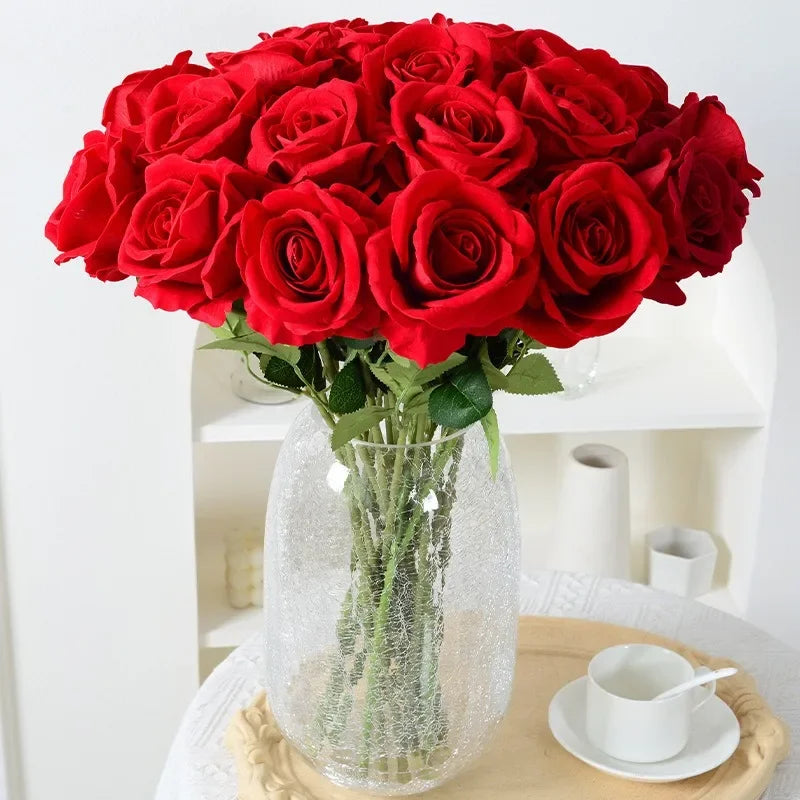 Realistisk Kunstig Rose Bouquet i Velvet - 20 Livagtige Blomster