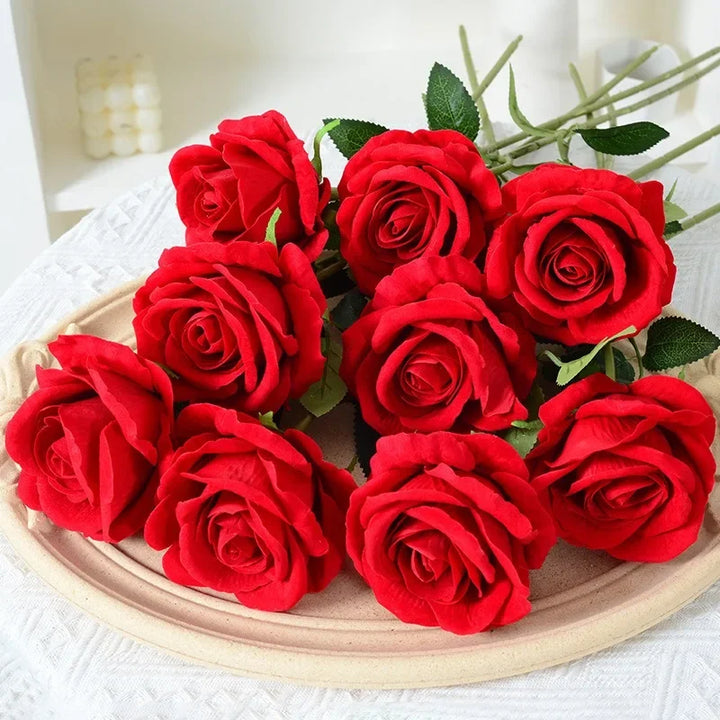 Realistisk Kunstig Rose Bouquet i Velvet - 20 Livagtige Blomster