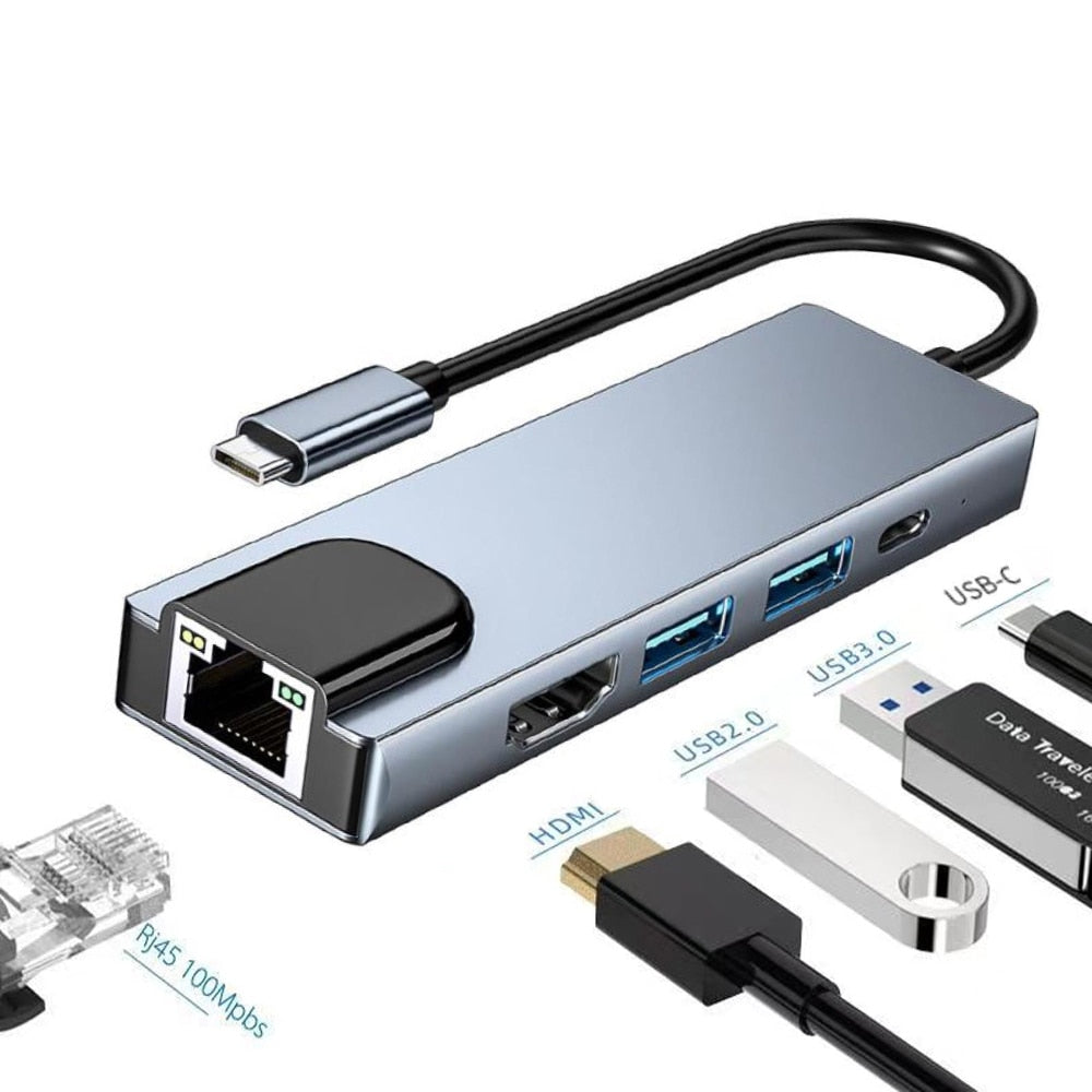 Thunderbolt 3 USB-C Hub med 4K HDMI, PD og SD/TF Kortlæser