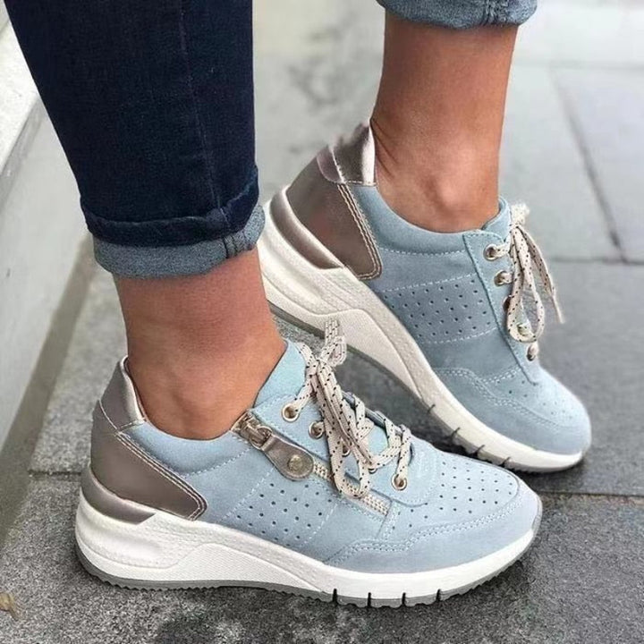 Marie | Dame fritidssneakers med rund tå og snørebånd