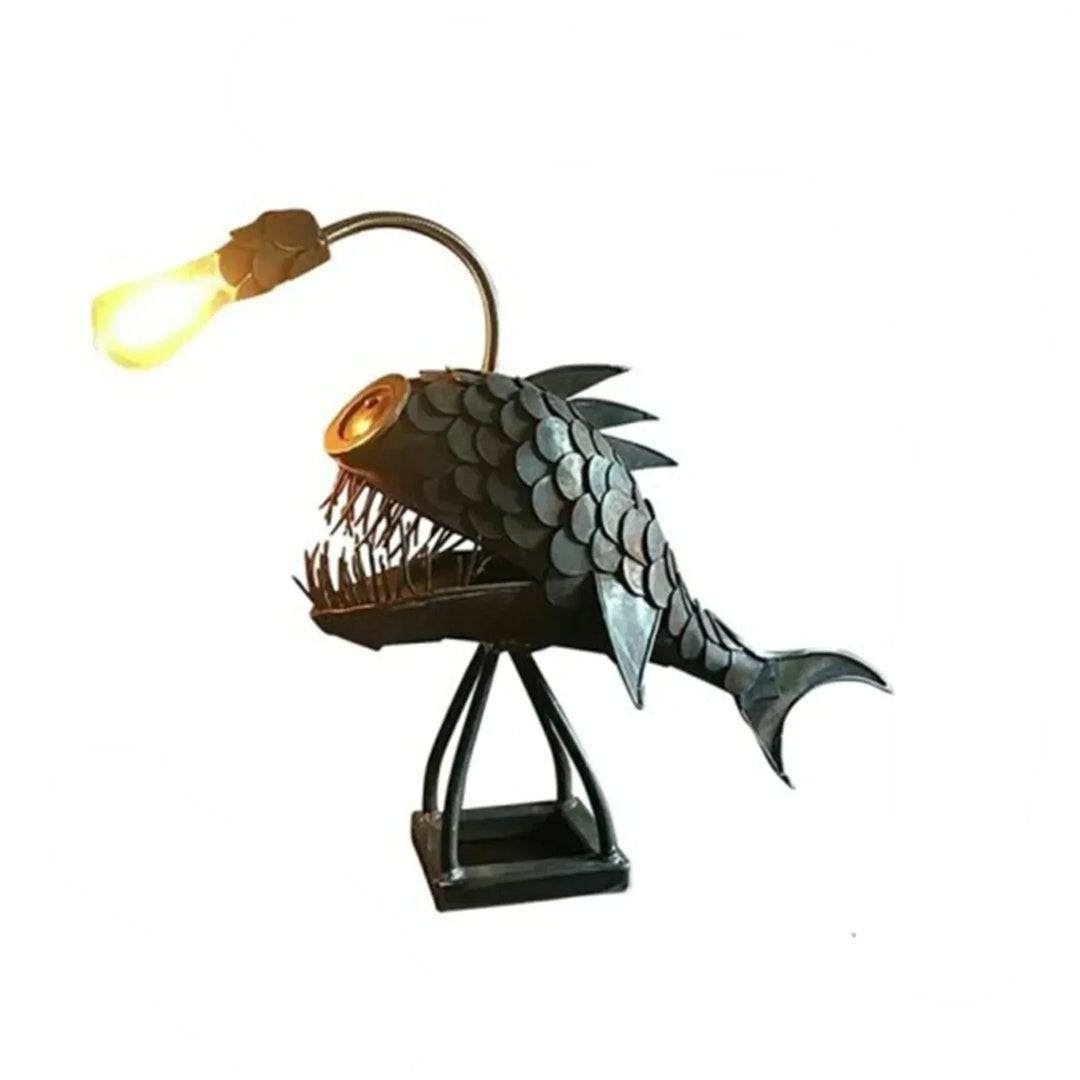 Håndlavet Rustik Fisk Bordlampe med Justerbart Lys
