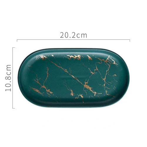 Keramisk Marmor Oval Bakke til Smykker og Kosmetik