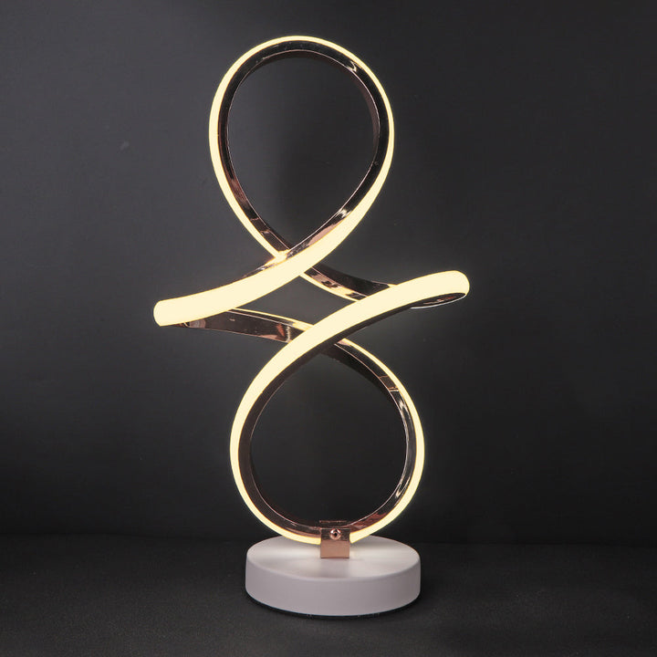 LED Spiral Bordlampe i Aluminium med Varmt Lys