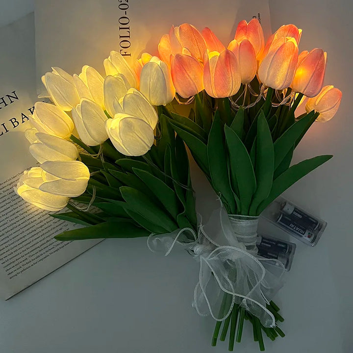 LED Faux Tulipan Bouquet Lampe til Bryllup og Hjemmedekoration