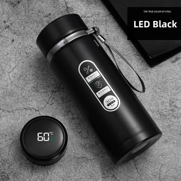Rustfrit Stål Termoflaske med LED Temperaturdisplay, 500-1000 ml