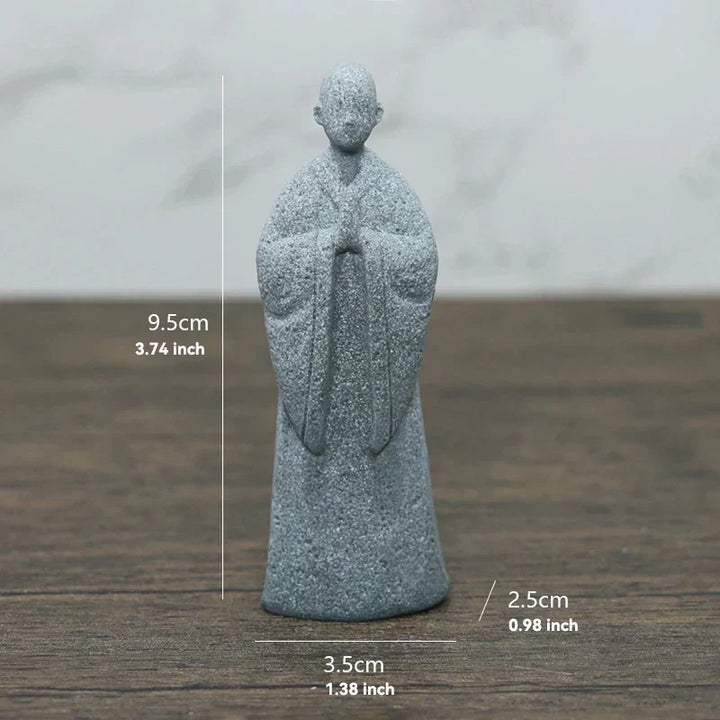Lille Buddha Statue i Sandsten til Meditation og Zen Have
