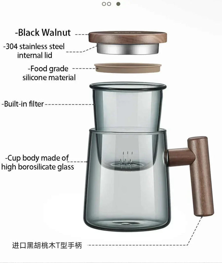 Varmebestandig Glas Teekop med Si og Låg i Elegant Design