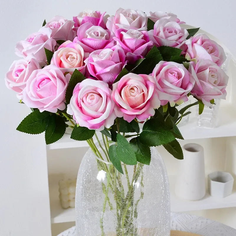 Realistisk Kunstig Rose Bouquet i Velvet - 20 Livagtige Blomster