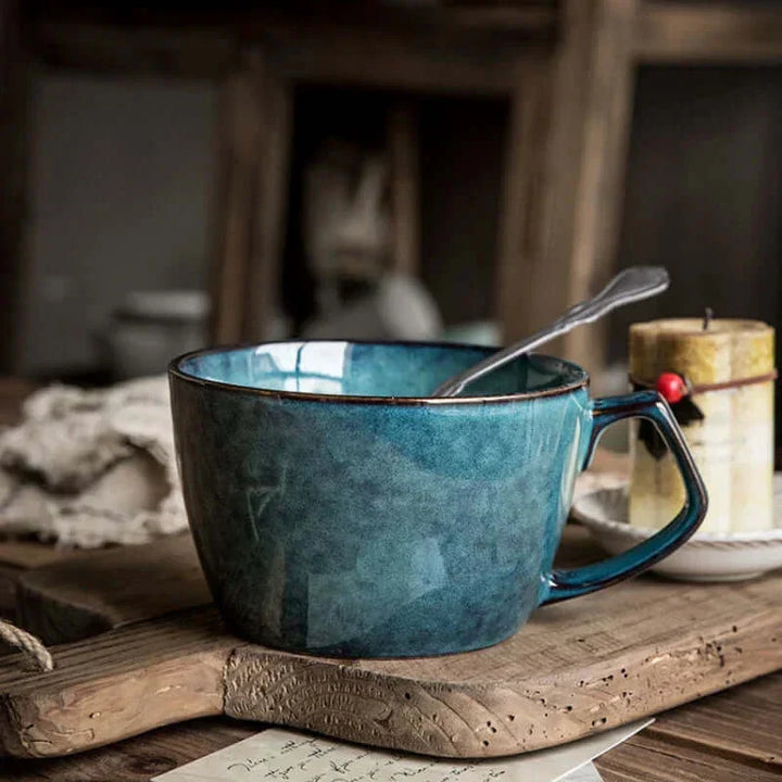 Håndmalet 22 oz Porcelæns Kaffekrus med Stor Kapacitet