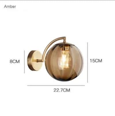 Farverig Glas Væglampe med Guldbase og LED Belysning