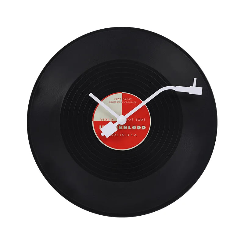Vintage Vinyl Plade Vægur i Plast med Stille Drift